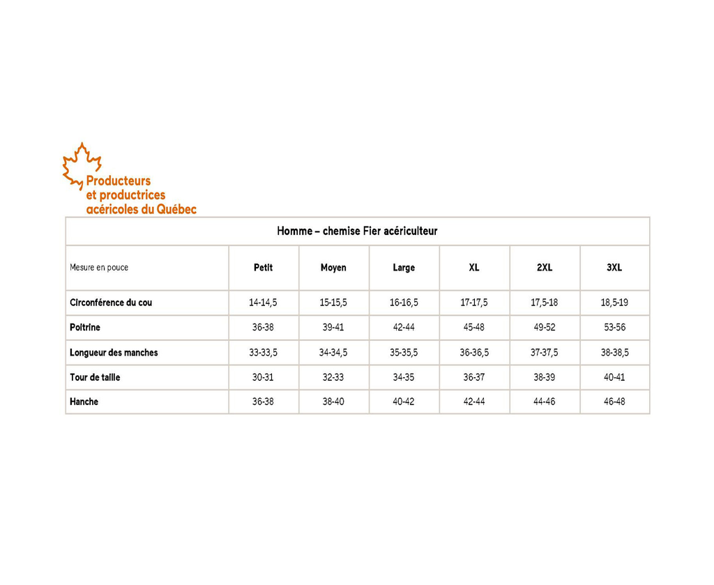 Chemise acériculteur