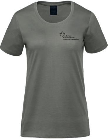 Producteurs et productrices acéricoles du Québec - S05501 T-shirt en coton biologique à encolure dégagée femme - SE. S16333 (AVG) - SE. S16334 (NUQUE) (SAUGE)