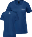 Producteurs et productrices acéricoles du Québec - S05501 T-shirt en coton biologique à encolure dégagée femme - SE. S16333 (AVG) - SE. S16334 (NUQUE)(BLEU)