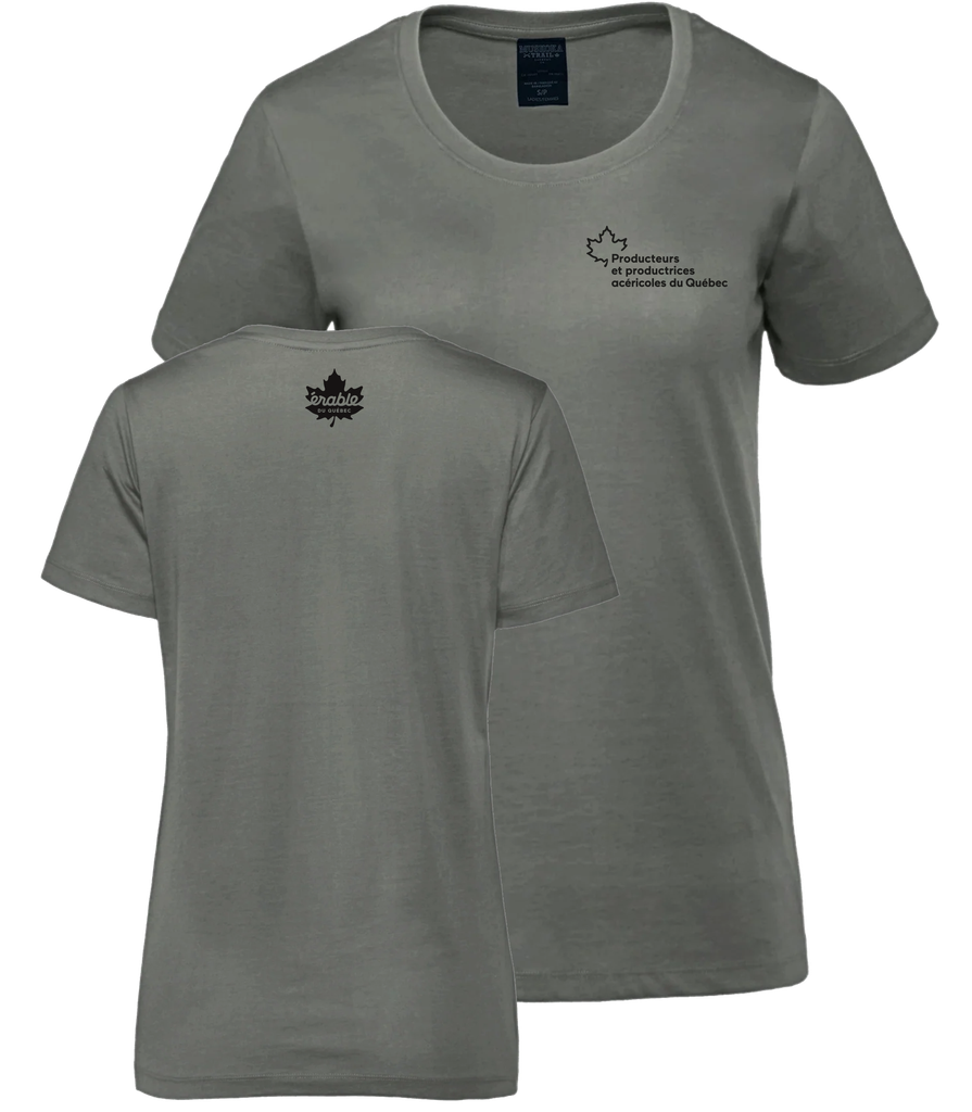 Producteurs et productrices acéricoles du Québec - S05501 T-shirt en coton biologique à encolure dégagée femme - SE. S16333 (AVG) - SE. S16334 (NUQUE)