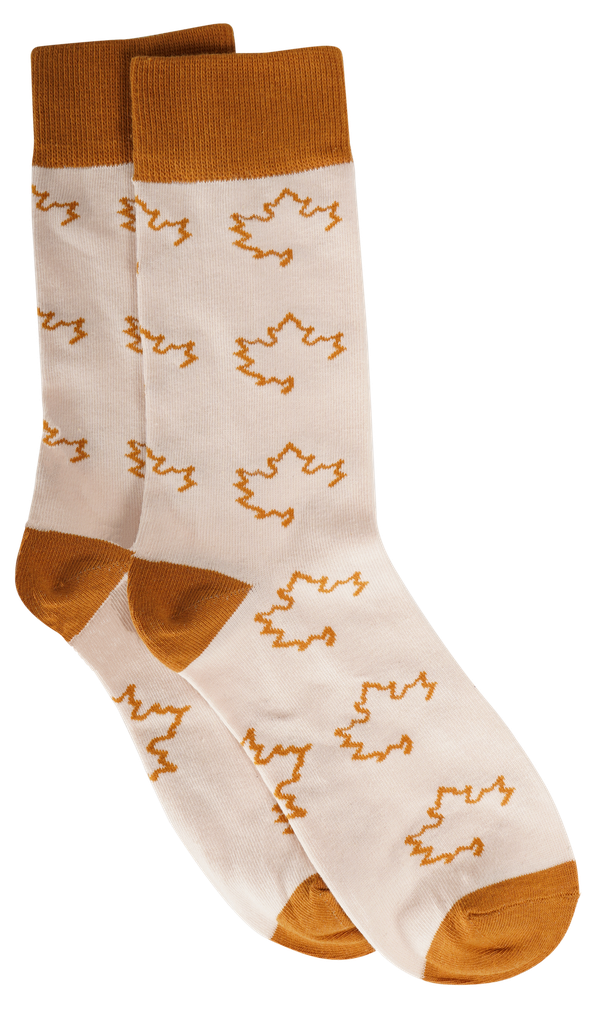 Producteurs et productrices acéricole du québec - Bas classiques tissés - Feuilles d'érables (blanc / beige)
